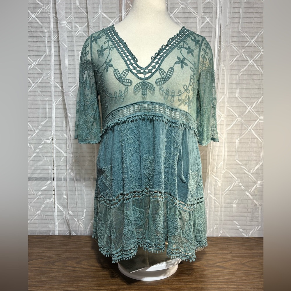 No name 3Xwomen’s floral print V-neck flare sleeve vacation dress/swimsuit cover